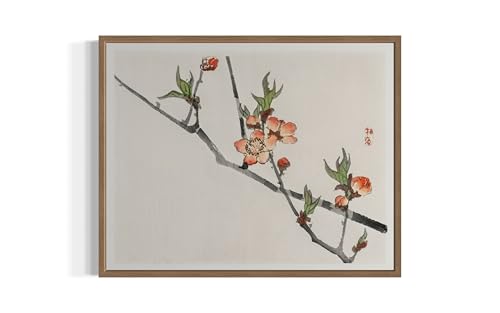 Peach Branch Bairei Gakan Wall Art Print Poster, Vintage Japanese