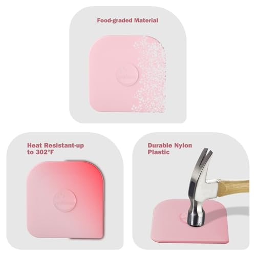 Image of Pan Scraper, 5 Pcs Pot Scraper Plastic, Pot Scraper Non Scratch for Cast Iron, Pot and Pan Cleaning, Sturdy Scraper Kitchen Tool, Pink