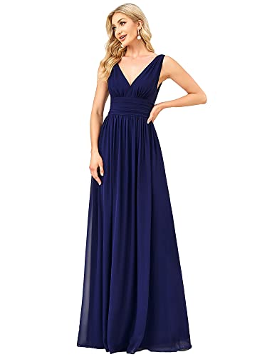 Image of Ever-Pretty Womens Bridesmaid Dress V-Neck Sleeveless A Line Chiffon Floor Length Formal Dress 09016