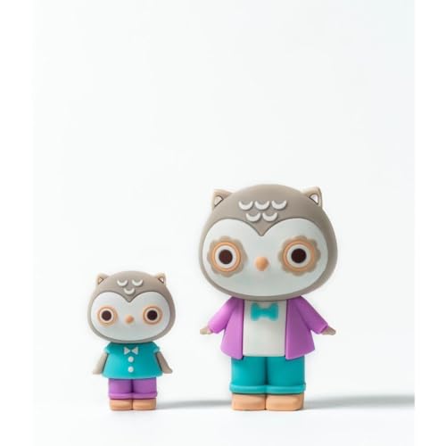Triciclo Editores Dundunland, Familias de Animales Estilo Kawaii, muñecos coleccionables, 2 búhos...