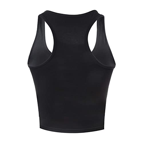4 Pieces Women's Crop Tops Cotton Basic Tank Tops Racerback Sleeveless Sports Workout Crop Tank Tops3