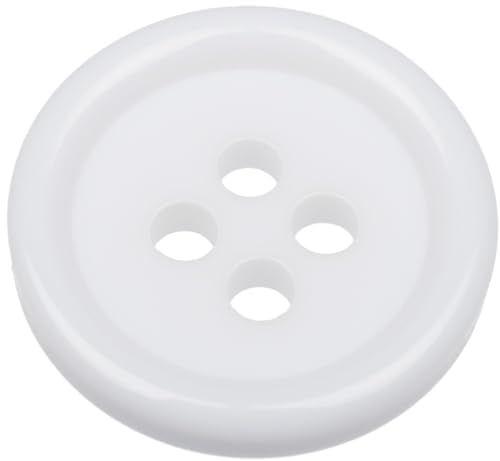 Pack of 6 White Sew on 15mm Round Buttons Flat 4 Holes 24L 24 Ligne, Pack of 6 15mm Buttons - Image 2