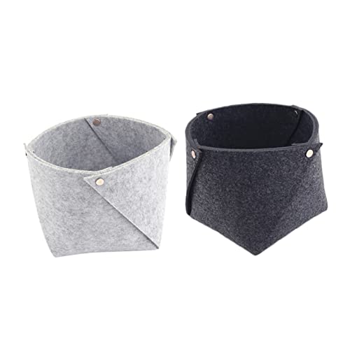 PRETYZOOM 2Pcs Felt Storage Basket Organizer Stylish Sundries Box for Bedroom Desk Home Decor for Magazines and Pet Clothes Convenient and Versatile Design