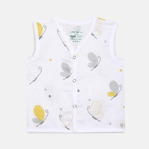 Image of The Boo Boo Club Organic Cotton Baby Jhabla | Pack of 4 Sleeveless Jabla | Newborn Infant Summer Wear | Soft & Breathable Muslin Fabric | Easy Button Closure Vest | White