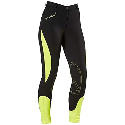 Firefoot Rawdon Two Tone Reflective Womens Riding Breeches 32 inch Black Reflective Yellow Cover