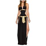 Egyptian Costume for Women Cleopatra Dress Sexy Pharaoh Queen Outfit Halloween Cosplay Maxi Gown Black