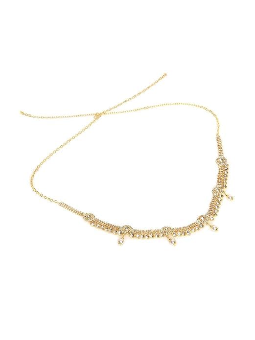 Gold Polished Golden White Kamarpatta Kamar Kardhani Waist Chain Kamarband, Ottiyanam Vaddanam Waistchain for Women (B0D2Y3B1TL) Amazon Price History, Amazon Price Tracker