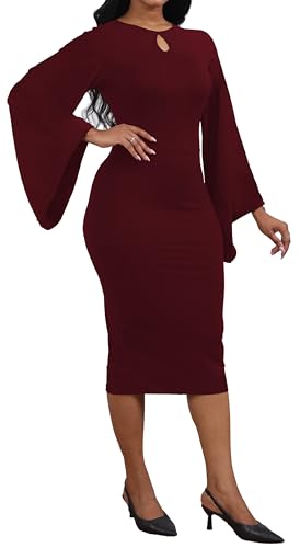 Image of SeNight Women's Elegant Dress Bodycon Work Business Pencil Dresses