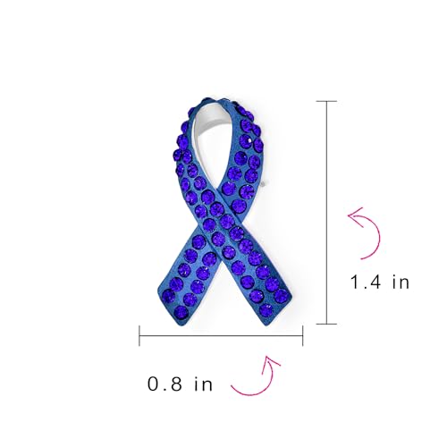 Image of SET OF 3-Blue Ribbon Prostate Cancer Survivor Crystal Brooch Pin - Silver Plated Accent - Symbolic Support Jewelry for Men