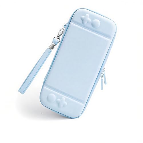 【Switch2 専用】Nintendo Switch 2 対応 収納ケース ライトブルー【立体造形 + スティック保護】スイッチ2ケース 可愛い 外装EVA素材 耐衝撃保護 内部柔らかい材質採用 傷防止 10 枚カードスロット 通勤・旅行・新幹線などの場