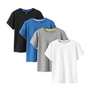 LAPASA Kids T-Shirts Short Sleeve (4 Pack) 100% Cotton Plain Top Tees Boy & Girl Unisex Toddler Children Tie Dye Summer K01