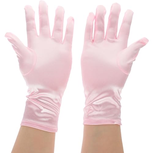 3pairs Boys and Girls Dress Gloves Elegant Pink Decorative Gloves for Parties Weddings and Ballet Charming Accessories for Little Girls3