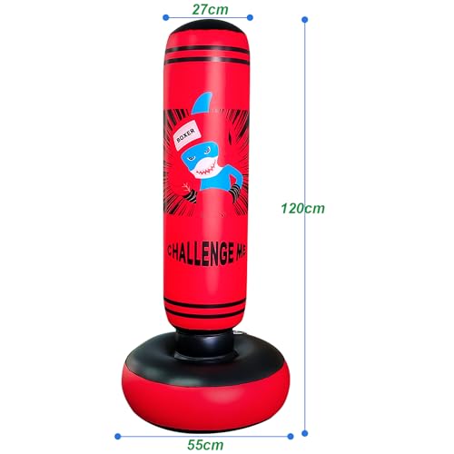 Kid Punch Bag, Inflatable Boxing Bag for Kid Kids Pedestal Bags, Taekwondo, De-Stress Boxing Bag for Kids Tall 120CM - Image 2