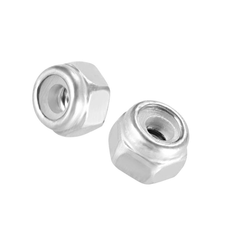 MACHSWON Hex Lock Nuts for Machinery Industry Home Appliances Nylon Insert Self-Locking Nuts Stainless Steel Anti-Loose Locknuts M2 x 0.4mm 20pcs