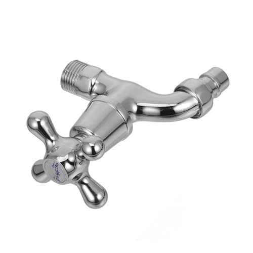 healvian 単水栓壁付け蛇口 シンプル設置耐久性ジンク製 洗濯機用浴室洗面台園用屋外多用途シルバー