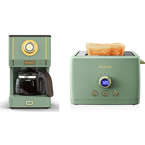 Image of Amaste Retro Coffee Maker & Toaster Set- Matcha Green