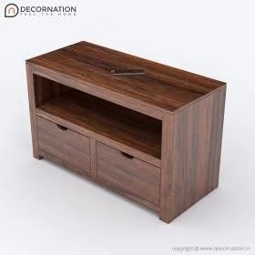 Image of DecorNation Elegant Dark Brown TV Table with 2 Drawers and Storage(42 inchx14 inchx29 inch,Dark Brown)