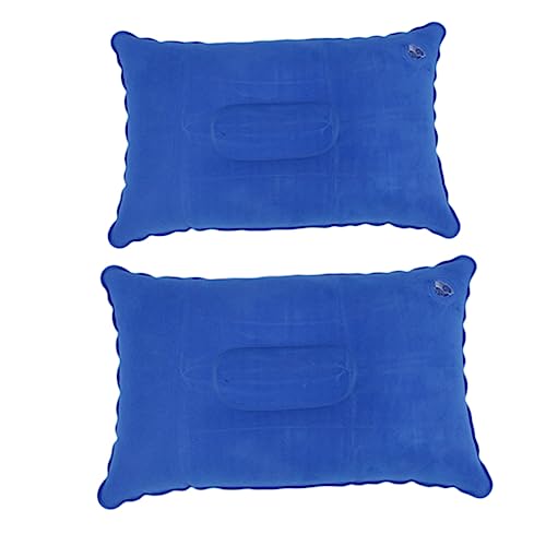 Yardwe 2pcs PVC Flocking Inflatable Travel Pillow Neck Support for Hiking Camping Airplane Portable Neck Pillow