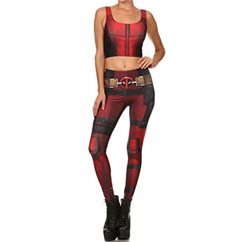 QWEASZER X-Men ? Deadpool mujer chaleco sin mangas pantalones Ropa Cosplay traje película CoS Anime ropa Deadpool leggings,X Men Deadpool-XL