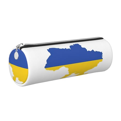 Estuche de piel con diseño de mapa de la bandera de Ucrania, respetuoso con el medio ambiente, cierre suave, soporte cilíndrico de gran capacidad, Silver, Talla única, Tarjetero