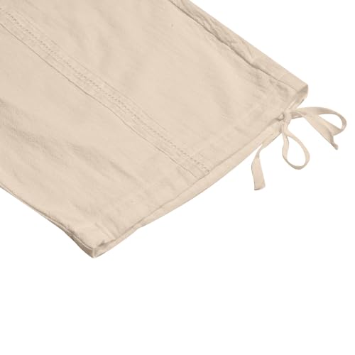 Men's Linen Capri Shorts Casual Baggy Knee Length 3/4 Pants Summer Drawstring Beach Pants Lounge with Pockets2