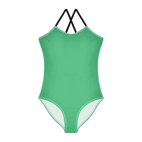 GuoChe Spring Green Kids Swimsuits 1-Piecing Girls Swim Suit Toddler Bathing Suit Girls Beach Swimwear 7-8T
