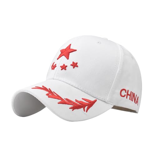2026 Casquette de baseball avec drapeau national chinois Design étoile rouge Chapeau réglable pour activités de plein air événements sportifs (blanc, 30 x...