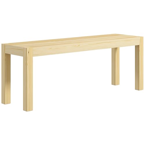 HOMCOM Sitzbank 2-Sitzer Holzbank Essbank bis 240 kg belastbar Küchenbank im Landhaus Design Esszimmerbank Sitzbänke für Flur Eingang Küche Esszimmer Holz 120 x 33 x 45 cm, Natur