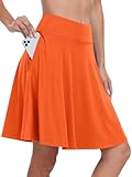 ANRABESS Knee Length Skorts Skirts for Women 2026 Summer High Waisted Golf Tennis Skirt Casual Travel Built-in Shorts Clothes Orange XX-Large