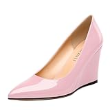MISEZOXI Womens Wedge Heel Pumps Shoes, Pointed Toe High Heel Dress Shoes for Women 3.3