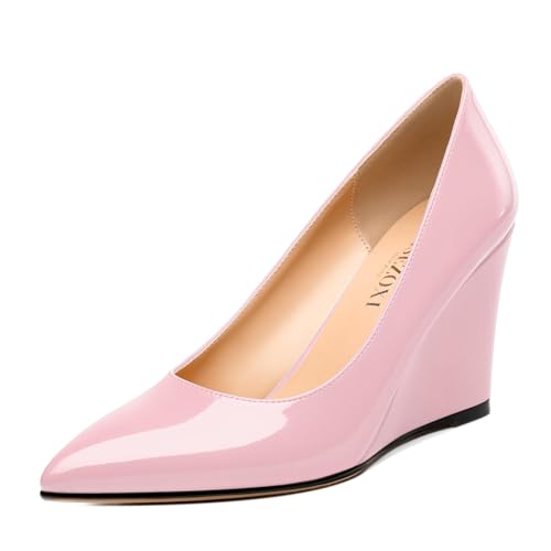 MISEZOXI Womens Wedge Heel Pumps Shoes, Pointed Toe High Heel Dress Shoes for Women 3.3