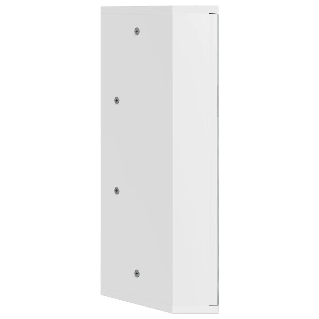 IKAYAA Mueble Suspendido de Espejo de Esquina Armario de Pared con Espejo Armario de Baño con Puertas Gabinete de Espejo Mueble Colgante Blanco 30 x 24 x 60 cm