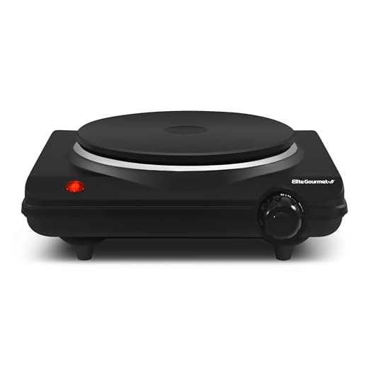 Elite Gourmet ESB-301BF# Countertop Single Cast Iron Burner, 1000 Watts Electric Hot Plate, Temperature Controls, Power Indicator Lights, Easy to Clean, Black