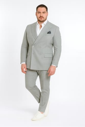 Men’s Light Grey Double Breasted Suit – Ultra Slim Fit Business & Wedding Suit3