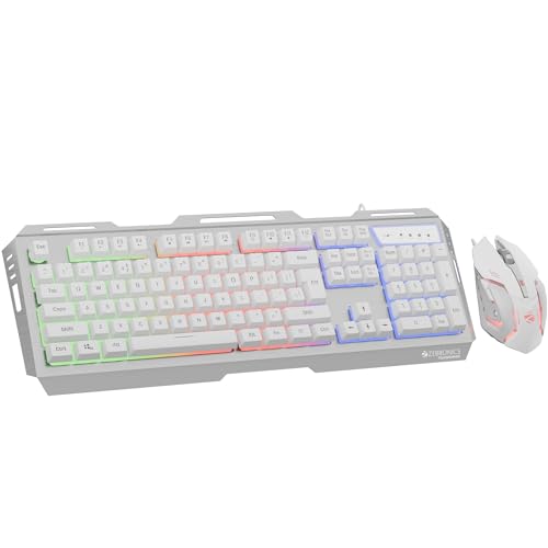 ZEBRONICS Transformer USB Gaming Keyboard & Mouse Combo,Braided Cable,Durable Al Body,Multimedia Keys & Gaming Mouse with 6 Buttons,Multi-Color LED
