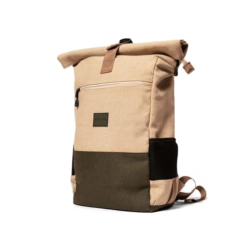 Image of Artisa Canvas Roll top Backpack with 15.6 inch Laptop Compartment, Anti Theft Pocket and Expandable Size
