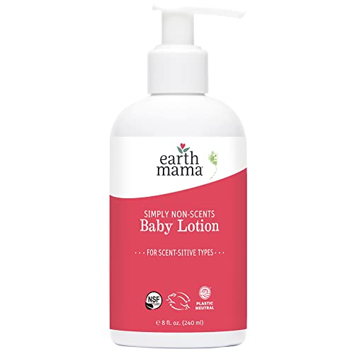 Image of Earth Mama Simply Non-Scents Baby Lotion for Dry Skin, Calendula Cream for Newborn Skin Care, Organic Moisturizer for Children with Aloe Juice, Rooibos, & Shea Butter, Fragrance Free, 8-Fluid Ounce