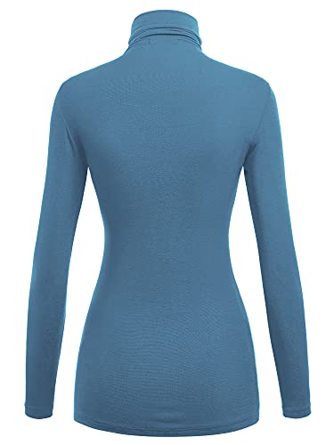 Image of Lock and Love Women's Turtleneck Top Lightweight Long Sleeve Slim Fit Pullover, Soft Rayon Stretch Layering Basic, S-3XL