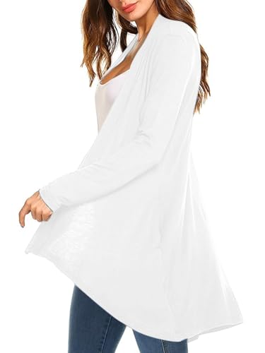 Image of Women's Drape Front Open Cardigan Casual Lightweight Long Sleeve Cardigans Flowy Tops with Pockets