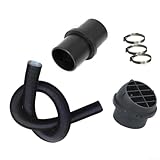 Gdfnmogo Luftk Pilzauslass 60 mm Set mit geradem langem Rohr und Clips für Passform – schwarzes ABS-Luftstrom-Entlüftungs-Komponente kompatibel mit Auto-Innenraum-Klima-Systemen