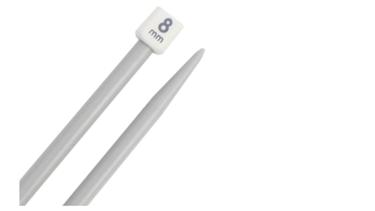 Aarnav Off-White 2 X 30Cm Long Plastic Knitting Needles Single Pointed Needles (2 X 8Mm)
