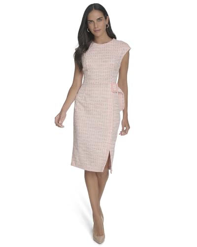 Calvin Klein Women's Tweed Cap Sleeve Belt Basic Dress2