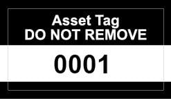 Black Asset Tag Labels - Numbered 1 to 50 - Permanent Synthetic PP 38mm x 20mm Labels - Price per Pack of 50 Labels (P/NO. 7828646)