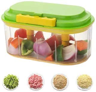 VIBGYOR PRODUCTS Unbreakable Hand Powered Double Bowl Twin Fruit & Vegetable Big Twin Blade Chopper with 2 Chopping Blade Assorted Color (1pc)