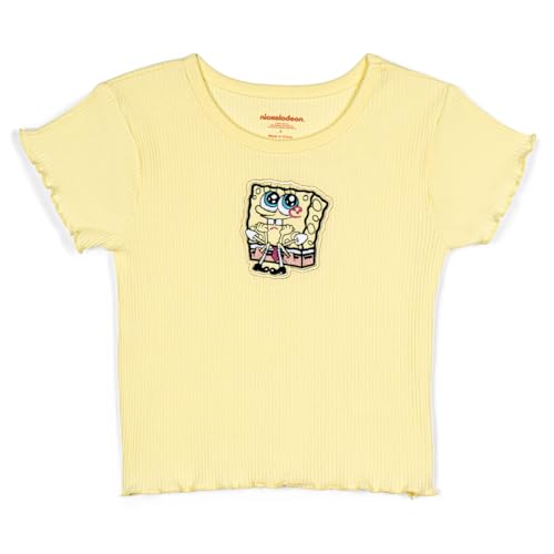 Image of SPONGEBOB SQUAREPANTS Girls Ribbed T-Shirt and French Terry Shorts Outfit Set Toddler to Big Kid Sizes (2T - 18-20)