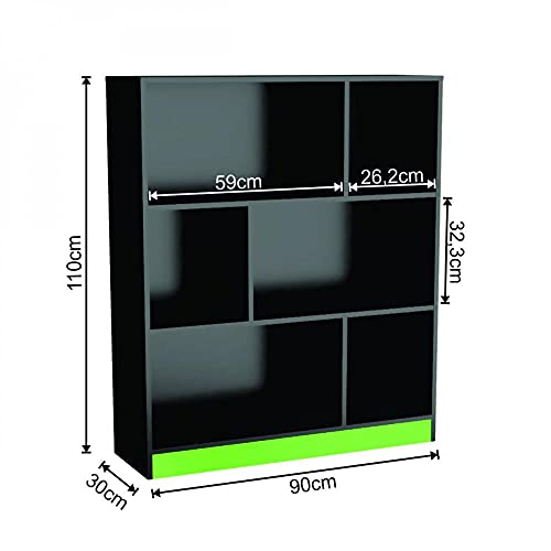 Estante Gamer 6 Nichos B25 Nova Mobile Preto/verde