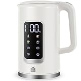 ForMe Hervidor Eléctricos de Acero Inoxidable 1,7 L Selección de Temperatura de 40-100 C LED Indicador Digital de Temperatura I Función de Mantener Caliente Tetera I Cristal Hervidora Libre de BPA