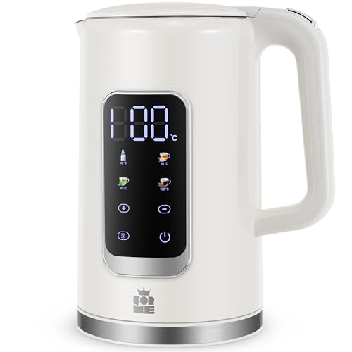 ForMe Hervidor Eléctricos de Acero Inoxidable 1,7 L Selección de Temperatura de 40-100 C LED Indicador Digital de Temperatura I Función de Mantener Caliente Tetera I Cristal Hervidora Libre de BPA