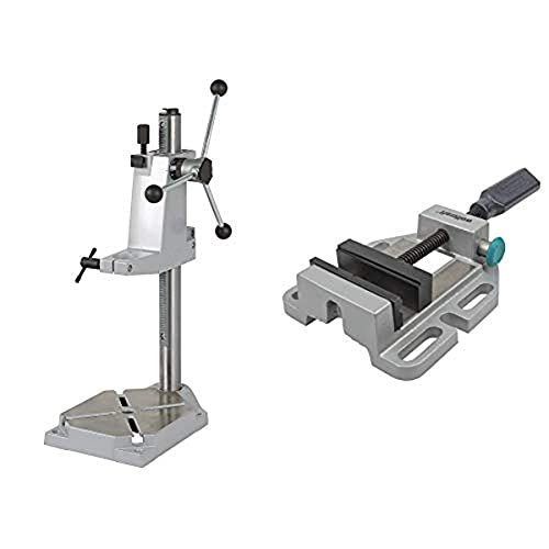 Lot de Support de Perçage - Butée de Profondeur avec Réglage Rapide - Perçage stationnaire en Sécurité + Etau pour Machines - Ouverture 80 mm - Force de...