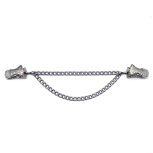 Image of Chain Collar Pins Heart Stone Cardigan Sweater Clip Top Cinch Clip